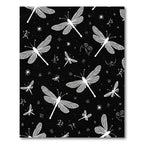 White Dragonflies on Black Field Rug