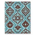 Blue Brown Floral Medallion Damask Rug