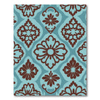 Blue Brown Floral Medallion Damask Rug