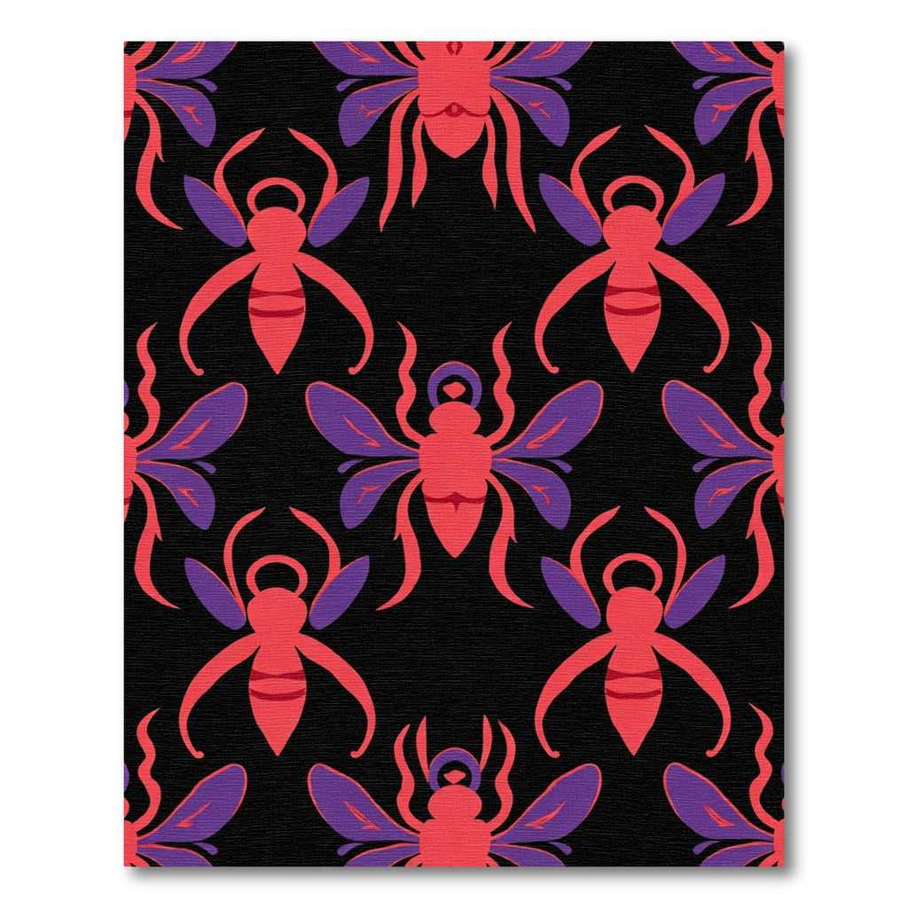 Red Purple Insect Repeat Rug