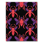 Red Purple Insect Repeat Rug