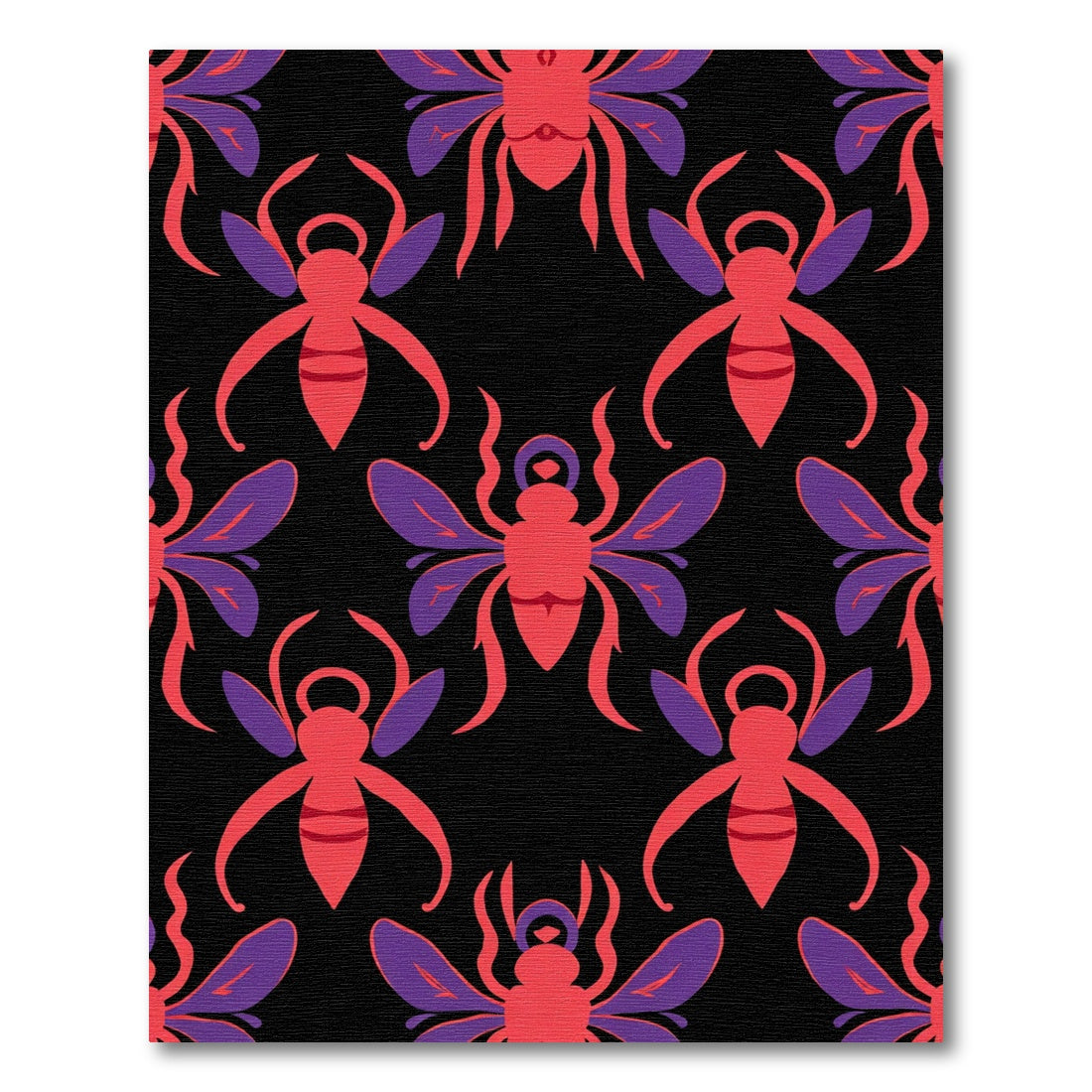 Red Purple Insect Repeat Rug
