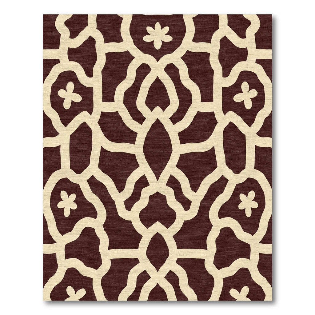 Deep Maroon Cream Quatrefoil Pattern Rug