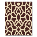 Deep Maroon Cream Quatrefoil Pattern Rug