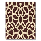 Deep Maroon Cream Quatrefoil Pattern Rug