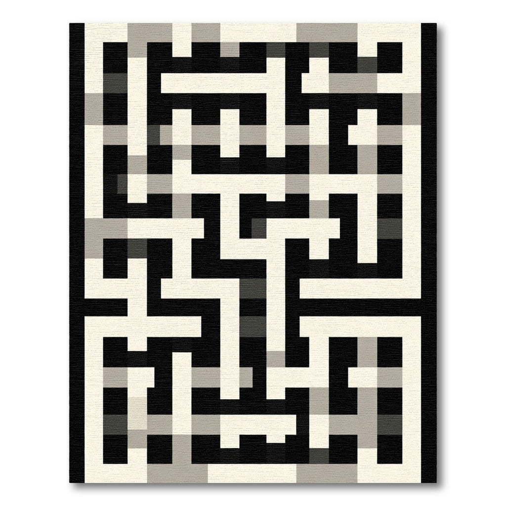 Monochrome Maze Geometric Lines Rug