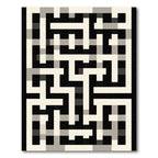 Monochrome Maze Geometric Lines Rug