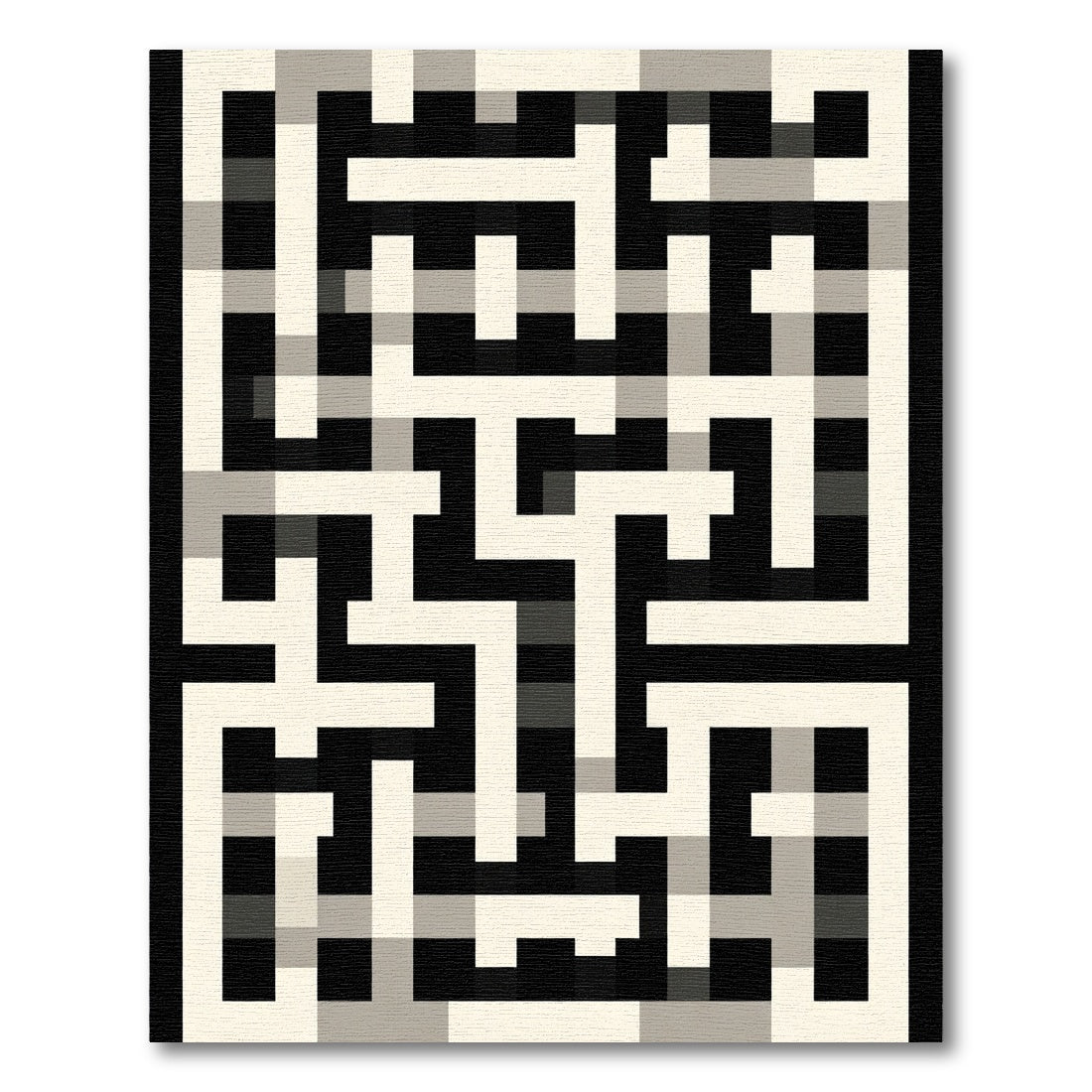 Monochrome Maze Geometric Lines Rug