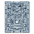 Cool Blue Geometric Maze Rug