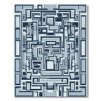 Cool Blue Geometric Maze Rug