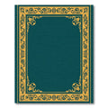 Teal Gold Ornate Floral Border Rug