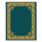 Teal Gold Ornate Floral Border Rug