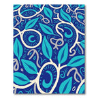 Deep Blue Teal Leaf Vine Harmony Rug