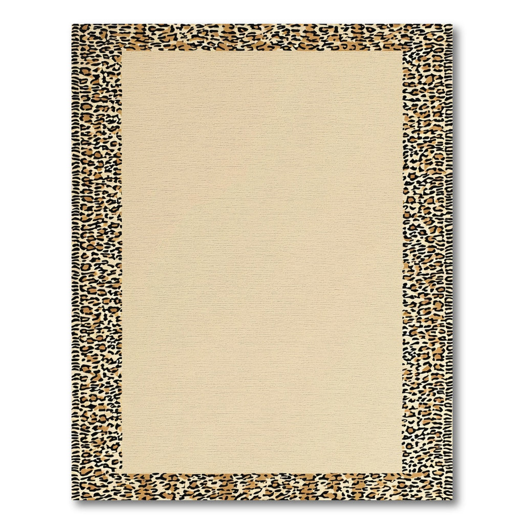 Bold Animal Print Border Tan Rug