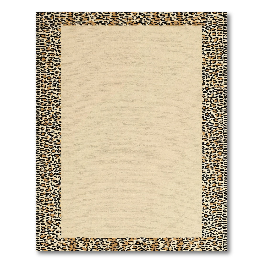 Bold Animal Print Border Tan Rug