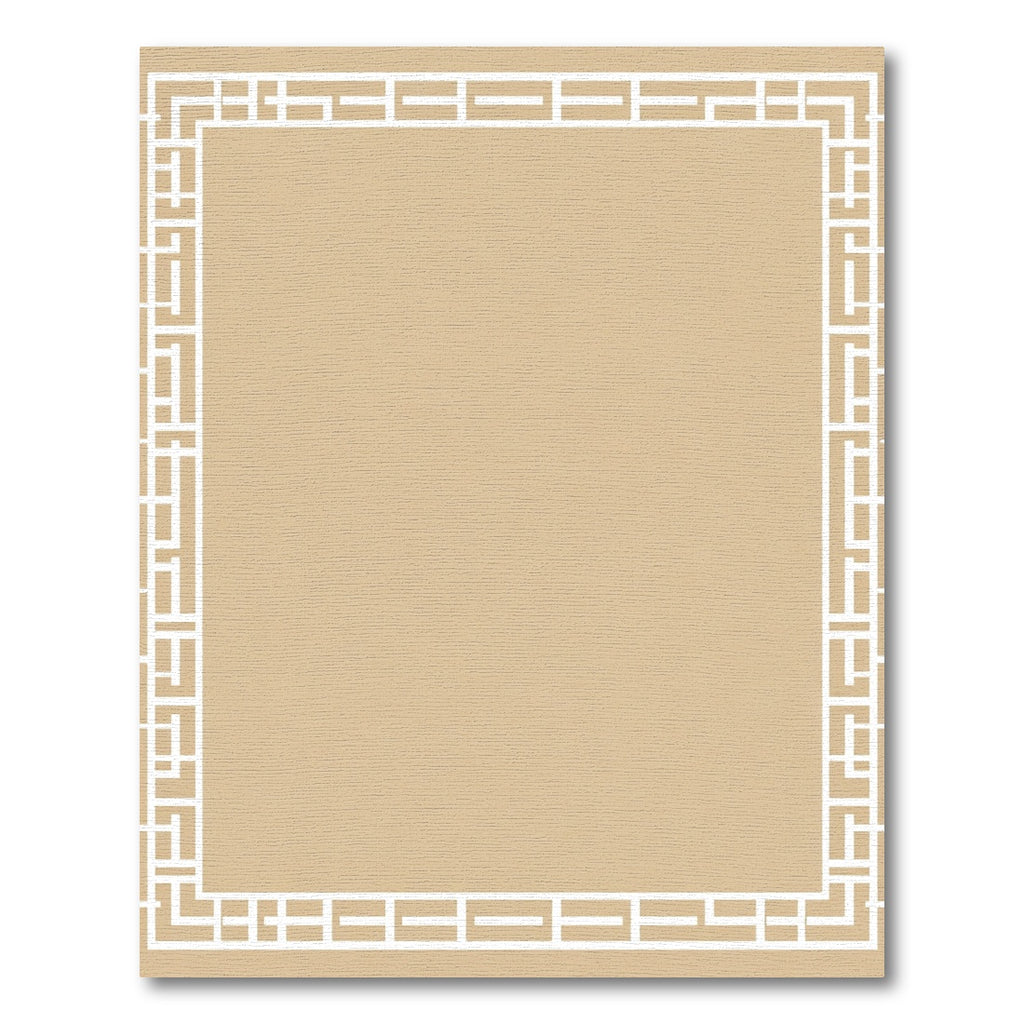 Tan Geometric Lattice Border Rug