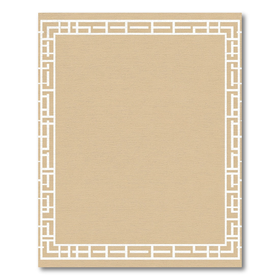 Tan Geometric Lattice Border Rug