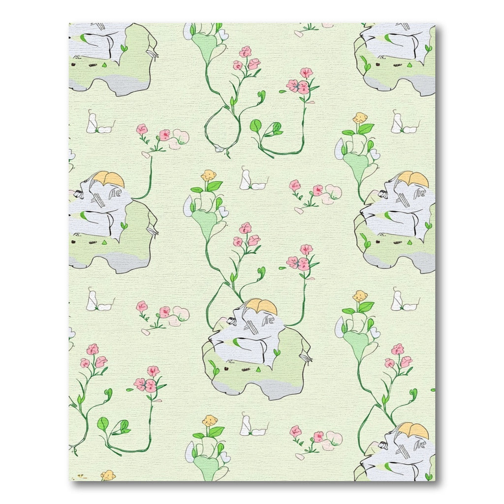 Whimsical Pink Floral Vine Accents Rug