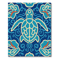 Coastal Turtle Wave Medallion Blue Rug