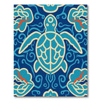 Coastal Turtle Wave Medallion Blue Rug