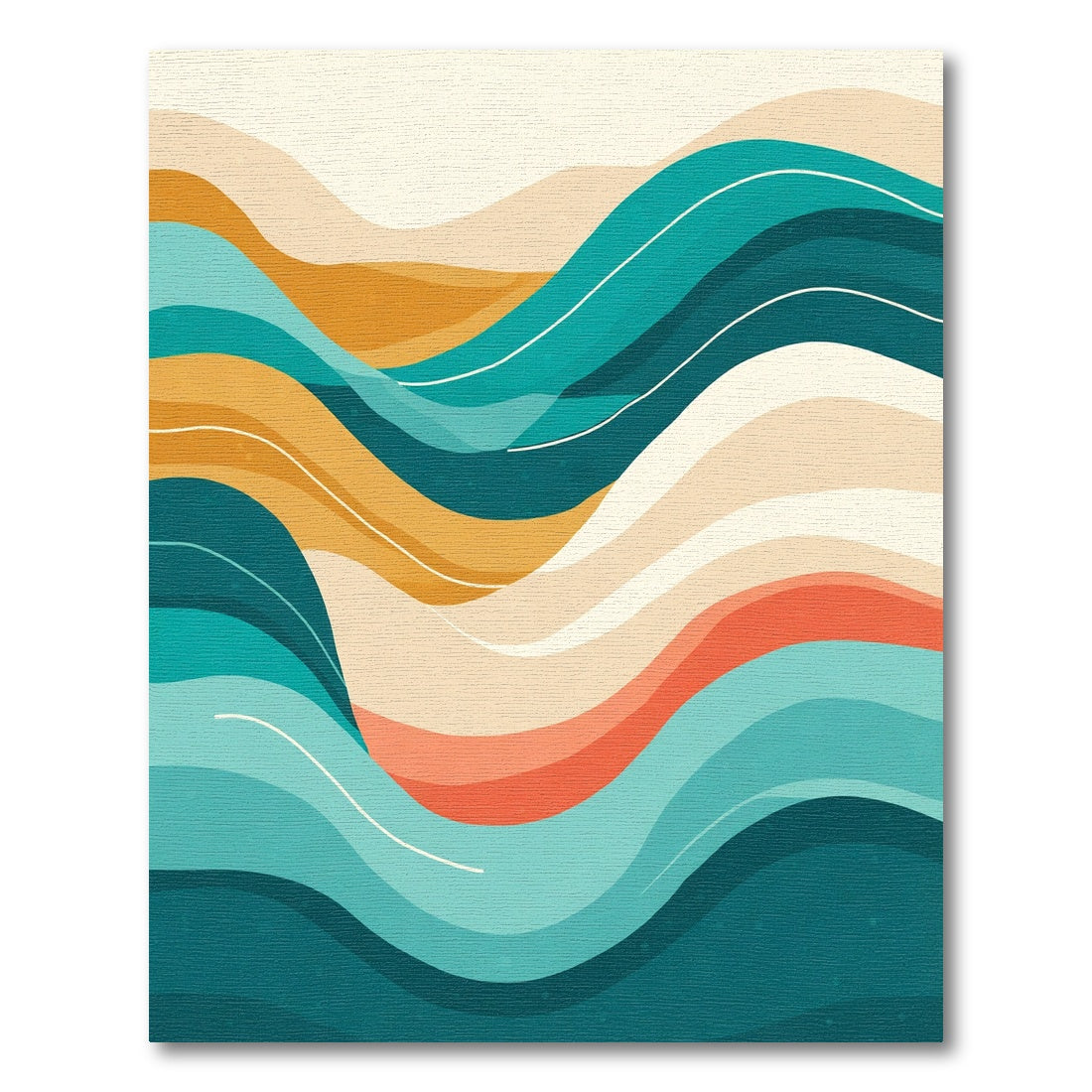 Teal Coral Abstract Wave Rug