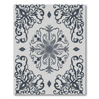 Deep Blue Floral Medallion Scroll Rug