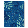 Deep Blue Tropical Swirl Foliage Rug