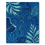 Deep Blue Tropical Swirl Foliage Rug