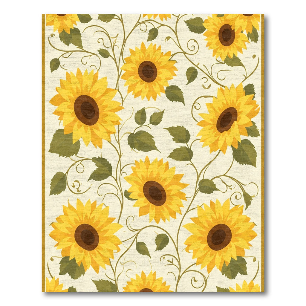 Vibrant Yellow Sunflower Vine Garden Rug