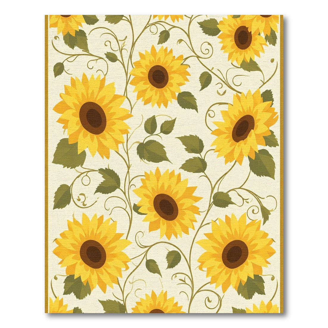 Vibrant Yellow Sunflower Vine Garden Rug