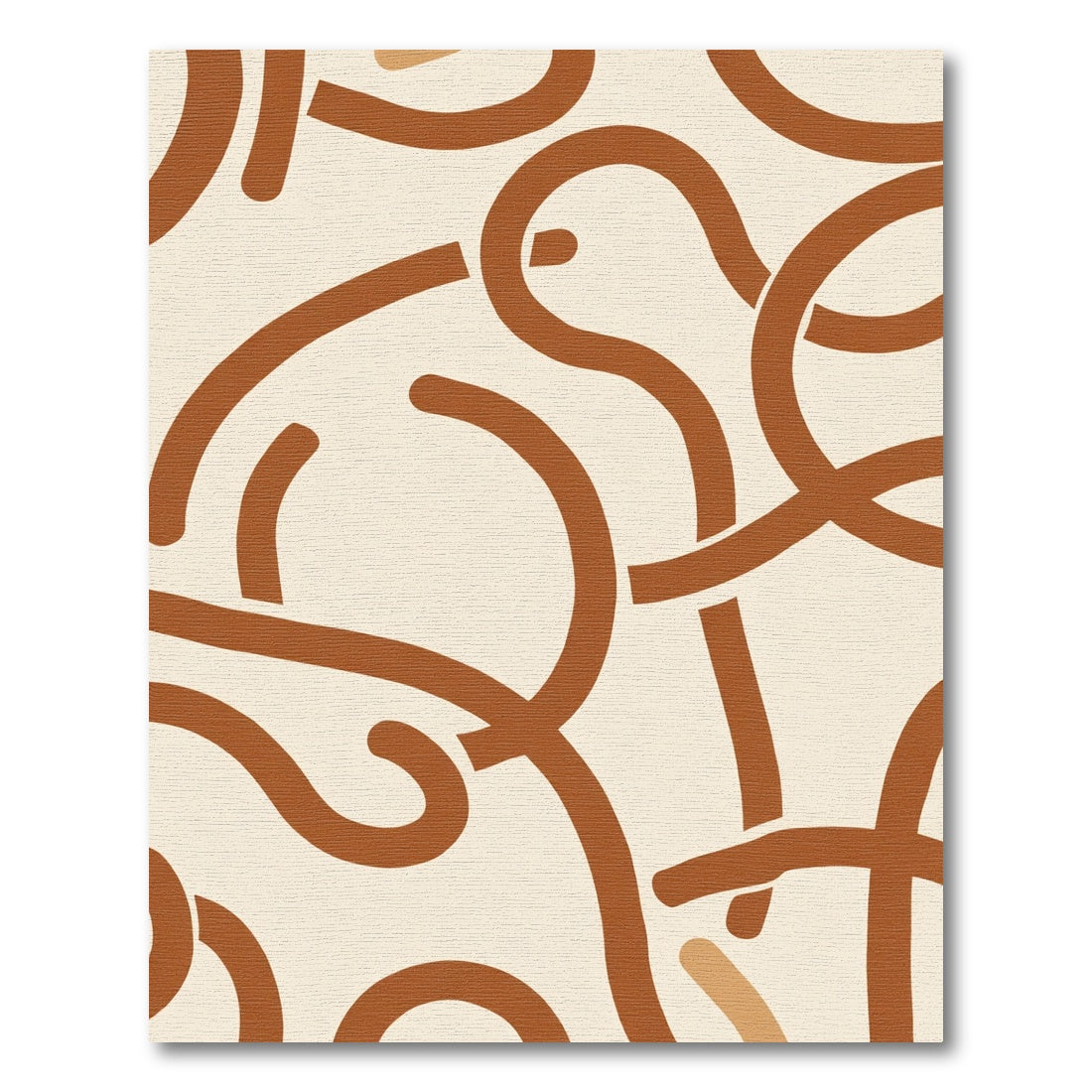 Terracotta Cream Abstract Curved Lines Rug