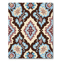 Brown Blue Floral Medallion Cream Rug