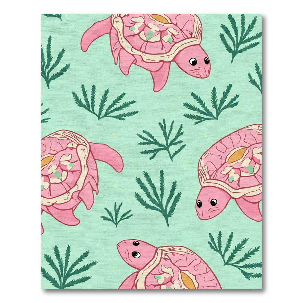 Pink Sea Turtle Coral Swirl Rug