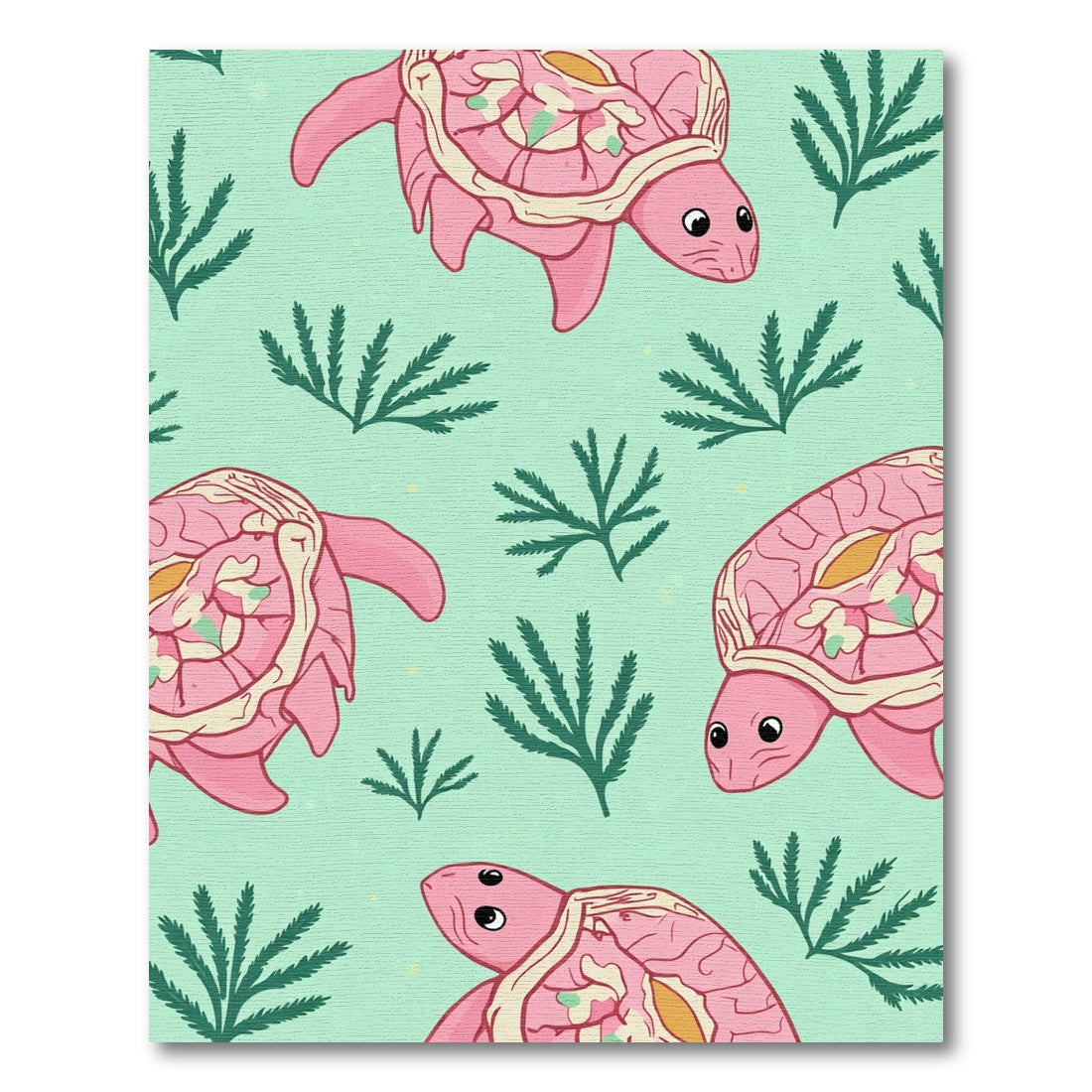 Pink Sea Turtle Coral Swirl Rug