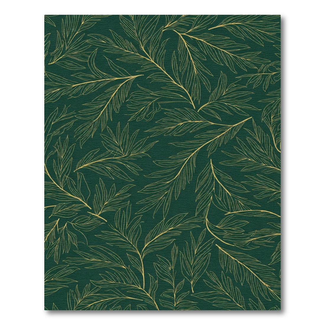 Elegant Gold Leaf Branches on Emerald Rug