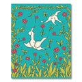 Whimsical Teal Pink Floral Bird Rug