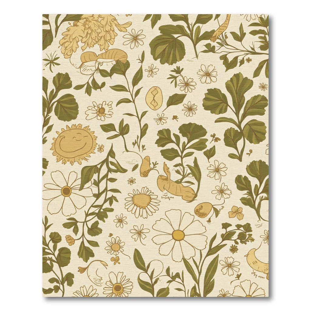 Whimsical Sunny Field Daisy Meadow Rug