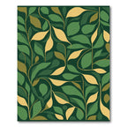 Deep Green Branch Leaf Swirl Rug