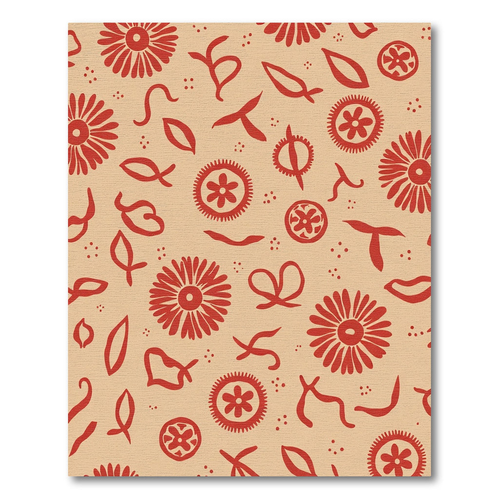 Crimson Floral Scatter Playful Rug