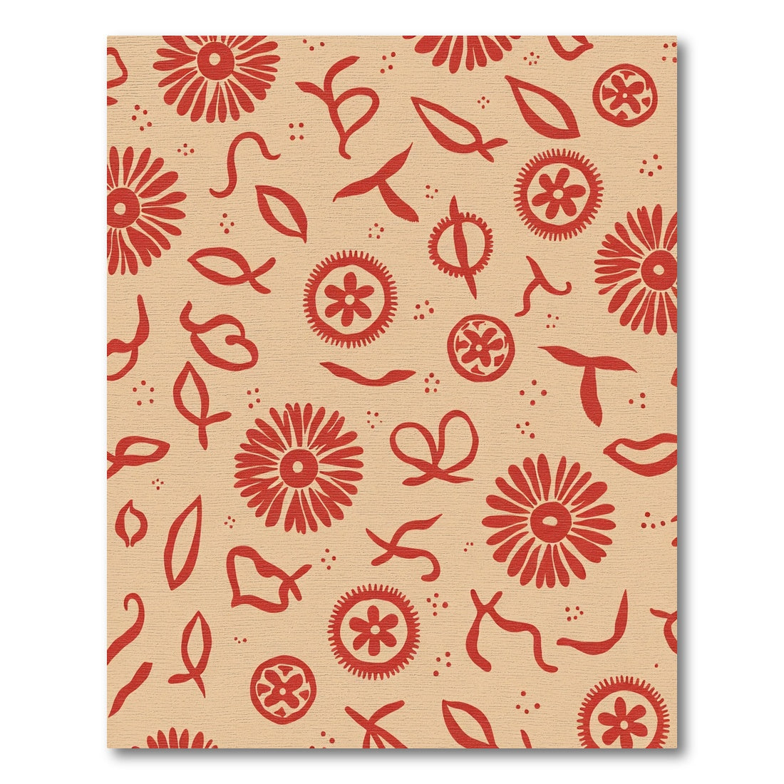 Crimson Floral Scatter Playful Rug