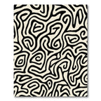 Cream Black Abstract Swirl Maze Rug