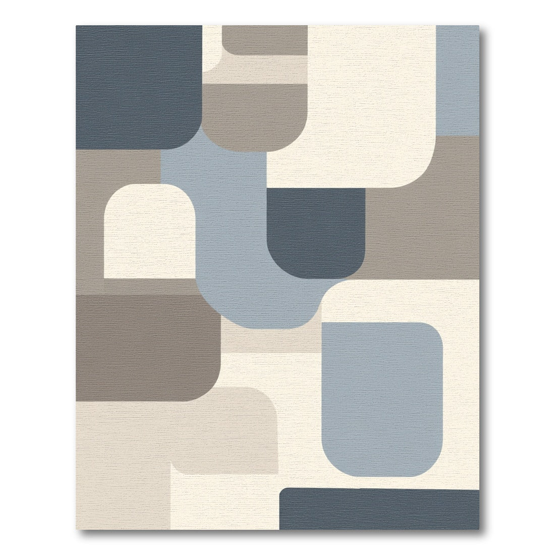 Abstract Blue Taupe Geometric Overlay Rug