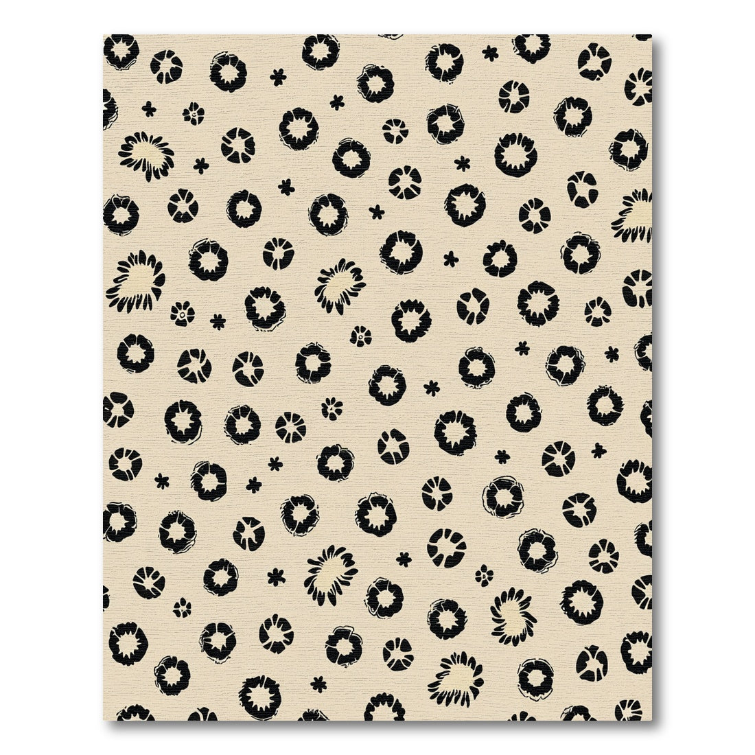 Black Floral Bloom Field Rug