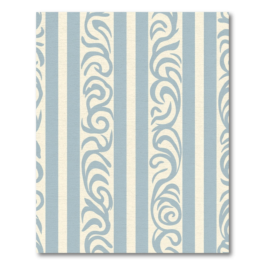 Soft Blue Stripe Scroll Rug