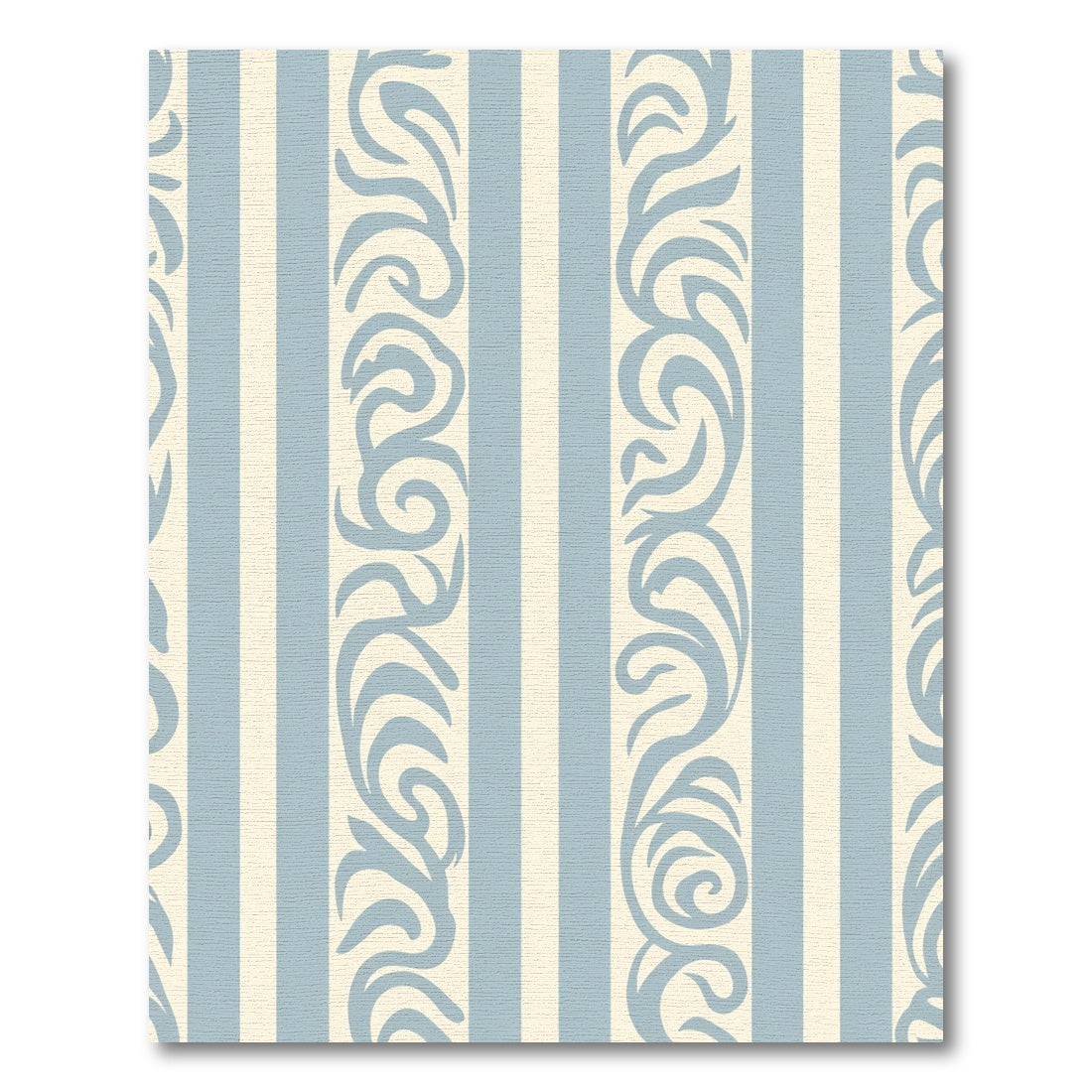 Soft Blue Stripe Scroll Rug