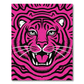 Vibrant Pink Fierce Tiger Face Rug