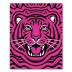 Vibrant Pink Fierce Tiger Face Rug