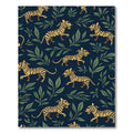 Golden Tigers Green Foliage Navy Rug