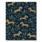 Golden Tigers Green Foliage Navy Rug