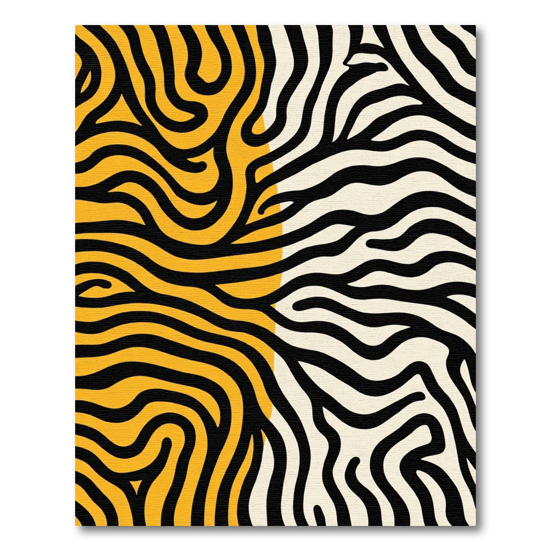 Bold Yellow and Black Wavy Stripes Rug